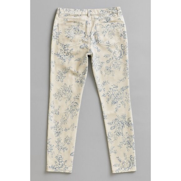 “CHAPS Size 14 White/Blue All-Over Floral Print Jeans Cottagecore Garden Chic - Picture 3 of 9